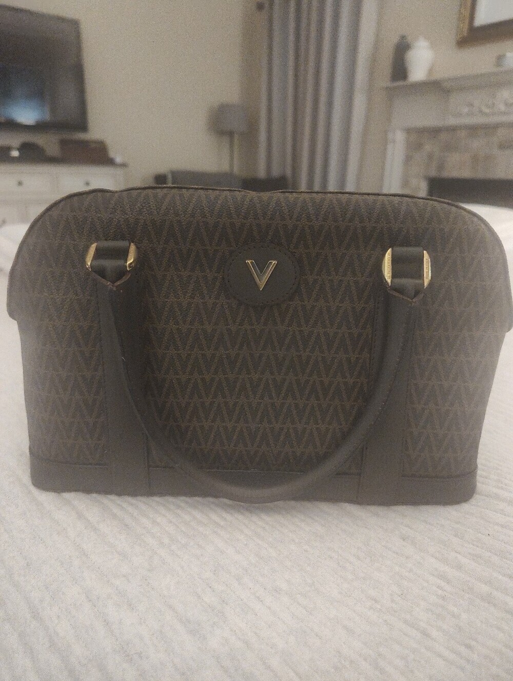 Vintage Mario Valentino Dark Brown Monogram Satchel